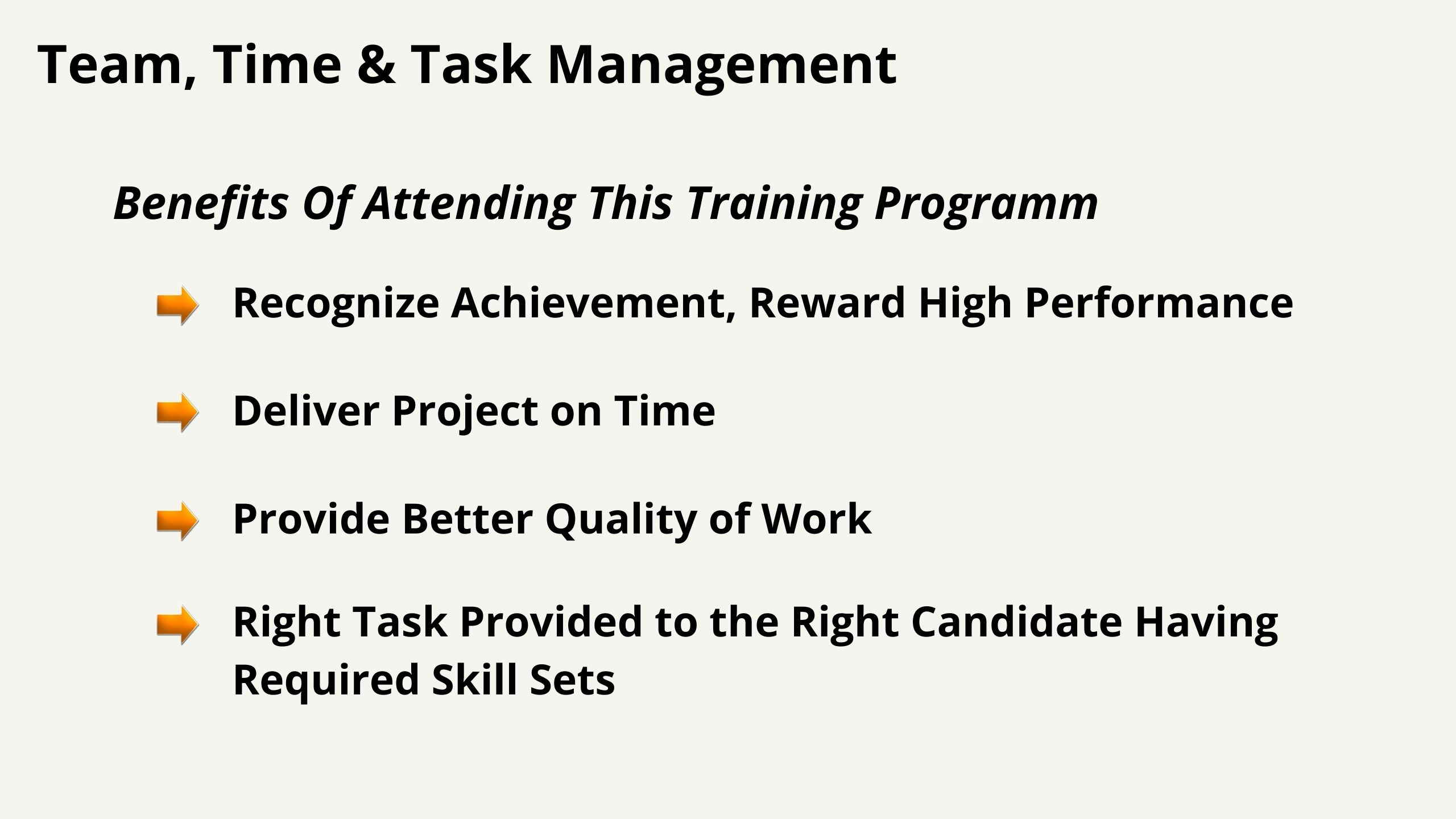 team, time and task management training